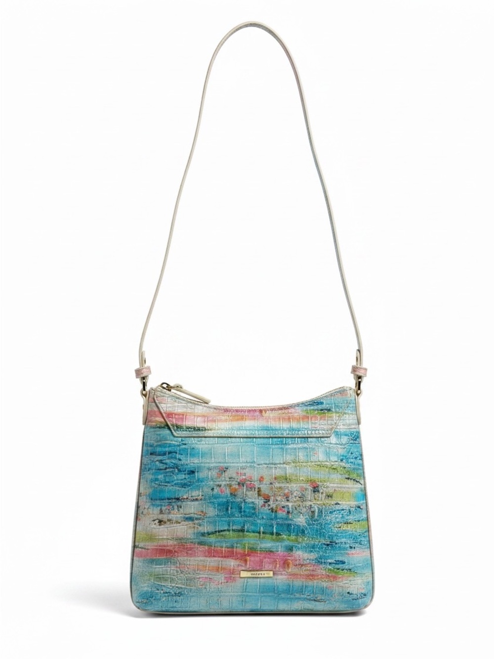 Brahmin Katie Croc-Embossed Leather Crossbody Bag in Cotton Candy NWT